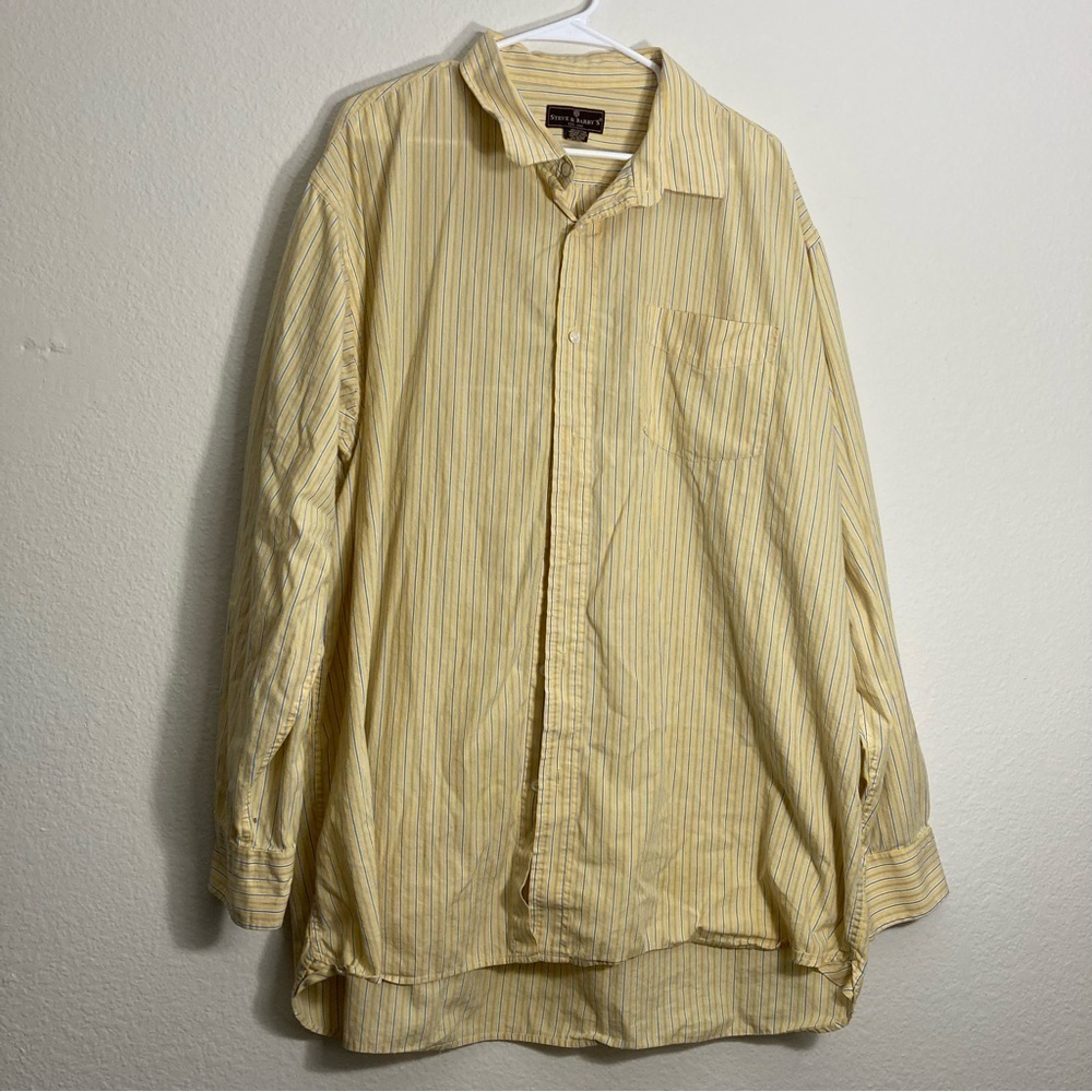 Steve & Barry’s Button Up - Yellow/Blue Stripes -… - image 1